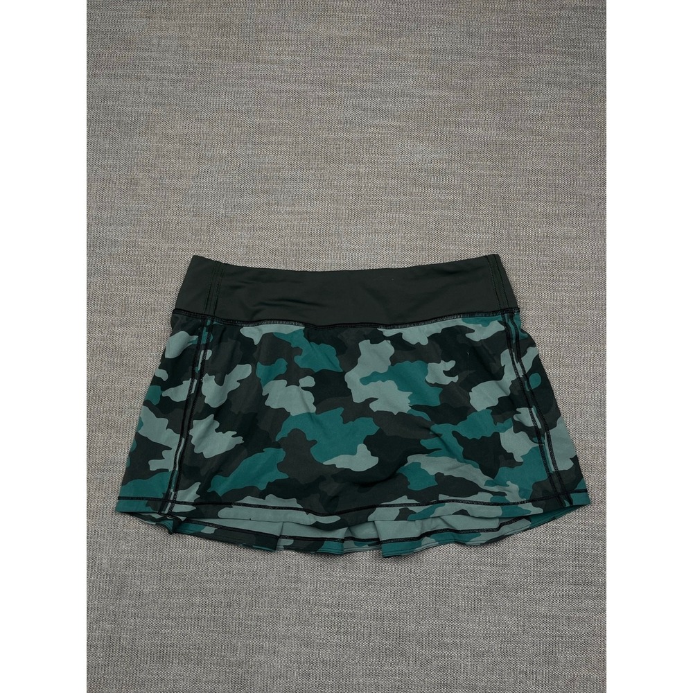 Lululemon Pace Rival Skirt Womens 6 Green Camo Tennis Performance Skort